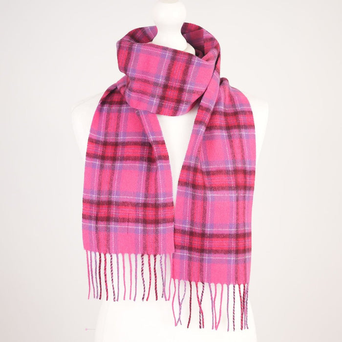 100% Cashmere Tartan Mini Scarf for Kids - Soft Children’s Luxury Scarf - BRIGHT PINK STEWART - Heritage Of Scotland -