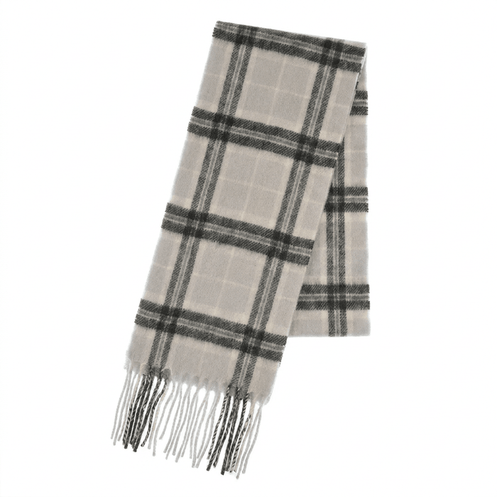 100% Cashmere Tartan Mini Scarf for Kids - Soft Children’s Luxury Scarf - THOMSON PALE GREY - Heritage Of Scotland -