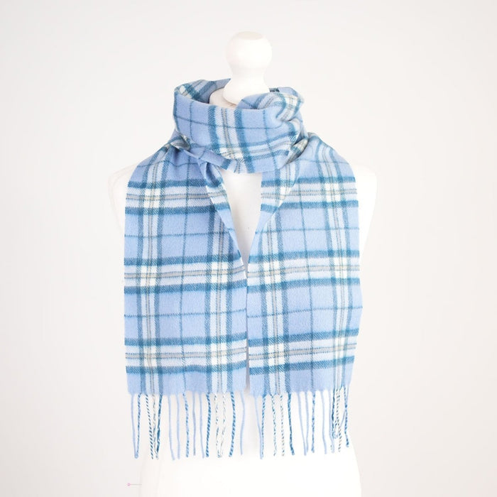 100% Cashmere Tartan Mini Scarf for Kids - Soft Children’s Luxury Scarf - THOMSON PALE BLUE - Heritage Of Scotland -