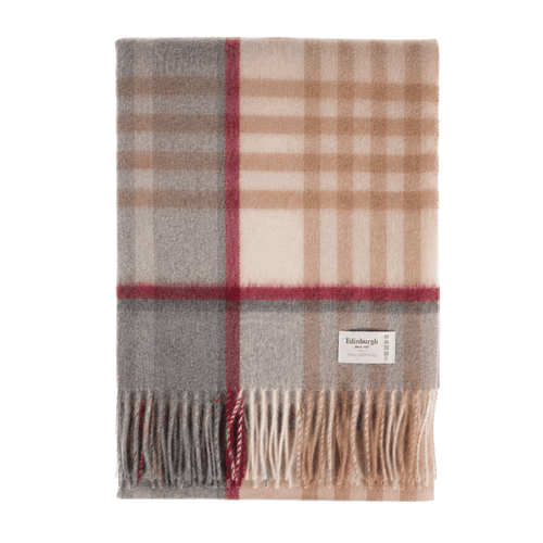 100% Pure Lambswool Blanket Throw – Luxury Soft Warm Wool Blanket - Home Décor - 100% Pure Lambswool Blanket Throw – Luxury Soft Warm Wool Blanket - Home Décor - CHEQUER TARTAN CAMEL AND GREY - Heritage Of Scotland -