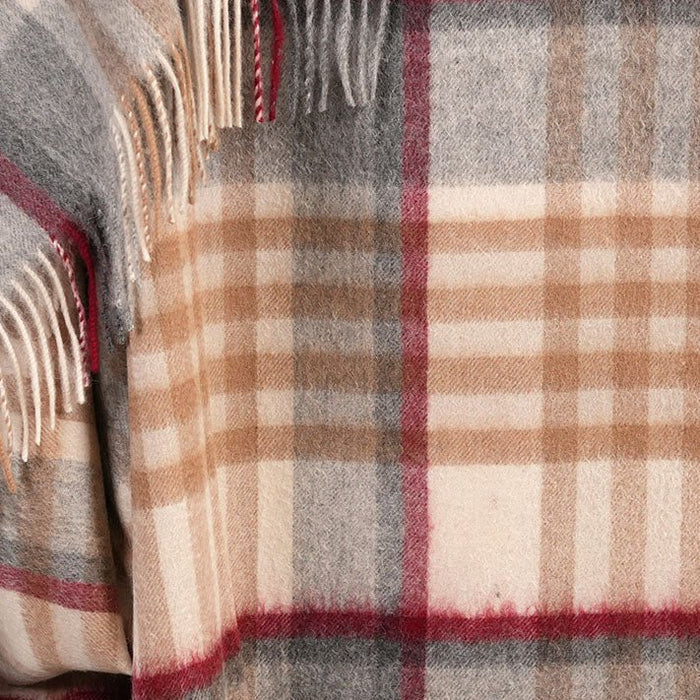 100% Pure Lambswool Blanket Throw – Luxury Soft Warm Wool Blanket - Home Décor - 100% Pure Lambswool Blanket Throw – Luxury Soft Warm Wool Blanket - Home Décor - CHEQUER TARTAN CAMEL AND GREY - Heritage Of Scotland -