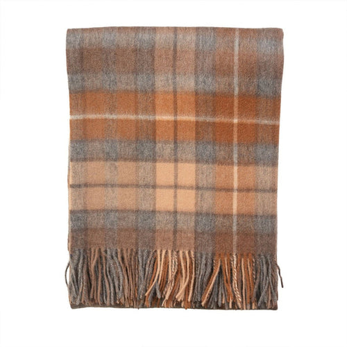 100% Pure Lambswool Tartan Blanket – Luxury Soft Warm Plaid Wool Throw - Home Décor - Buchanan Natural - Heritage Of Scotland -