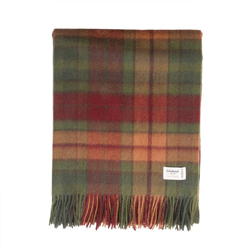 100% Pure Lambswool Tartan Blanket – Luxury Soft Warm Plaid Wool Throw - Home Décor - Buchanan Autumn - Heritage Of Scotland -