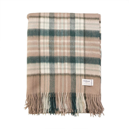 100% Pure Lambswool Tartan Blanket – Luxury Soft Warm Plaid Wool Throw - Home Décor - Royal Stewart Vintage Pink - Heritage Of Scotland -