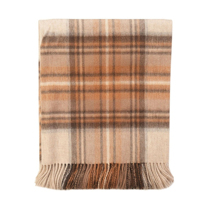 100% Pure Lambswool Tartan Blanket – Luxury Soft Warm Plaid Wool Throw - Home Décor - Stewart Natural Dress - Heritage Of Scotland -