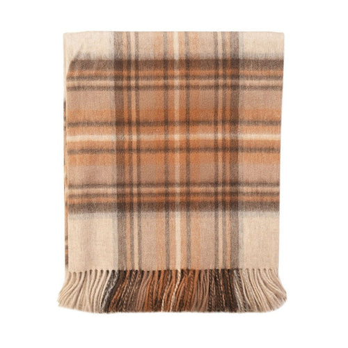 100% Pure Lambswool Tartan Blanket – Luxury Soft Warm Plaid Wool Throw - Home Décor - Stewart Natural Dress - Heritage Of Scotland -