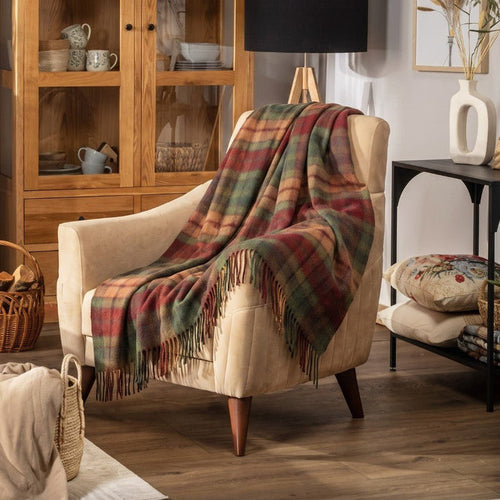 100% Pure Lambswool Tartan Blanket – Luxury Soft Warm Plaid Wool Throw - Home Décor - Buchanan Autumn - Heritage Of Scotland -