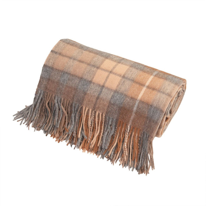 100% Pure Lambswool Tartan Blanket – Luxury Soft Warm Plaid Wool Throw - Home Décor - Buchanan Natural - Heritage Of Scotland -