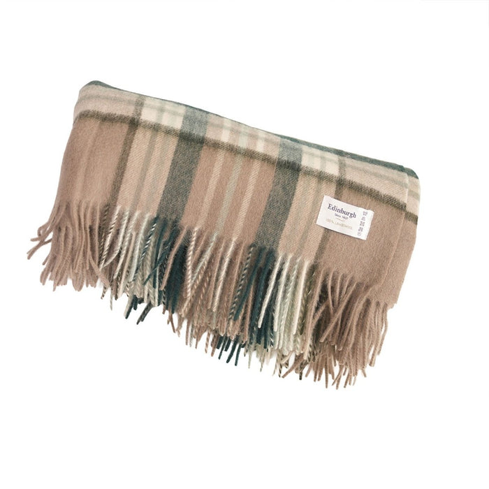 100% Pure Lambswool Tartan Blanket – Luxury Soft Warm Plaid Wool Throw - Home Décor - Royal Stewart Vintage Pink - Heritage Of Scotland -