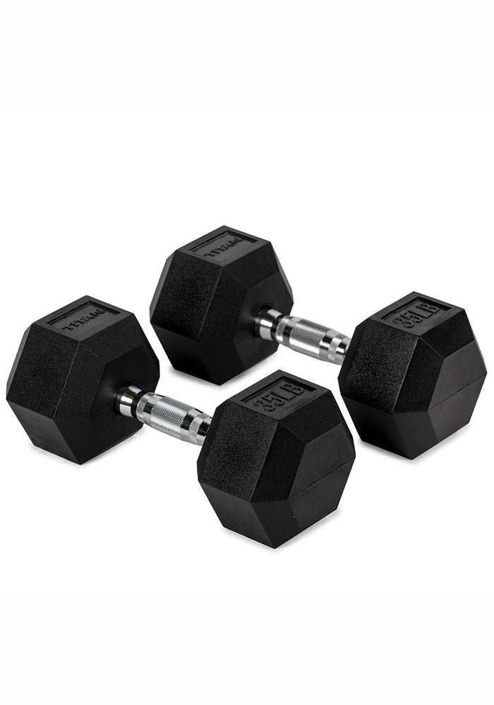 35 LB Pair Rubber Hex Dumbbells