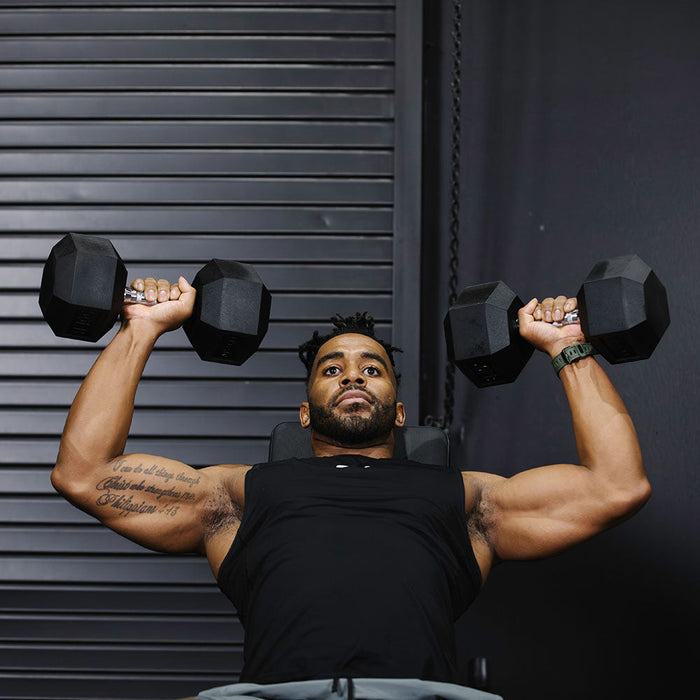 35 LB Pair Rubber Hex Dumbbells