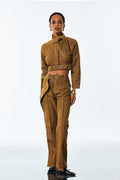 Adia Lace Up Buckle Denim Pants Set