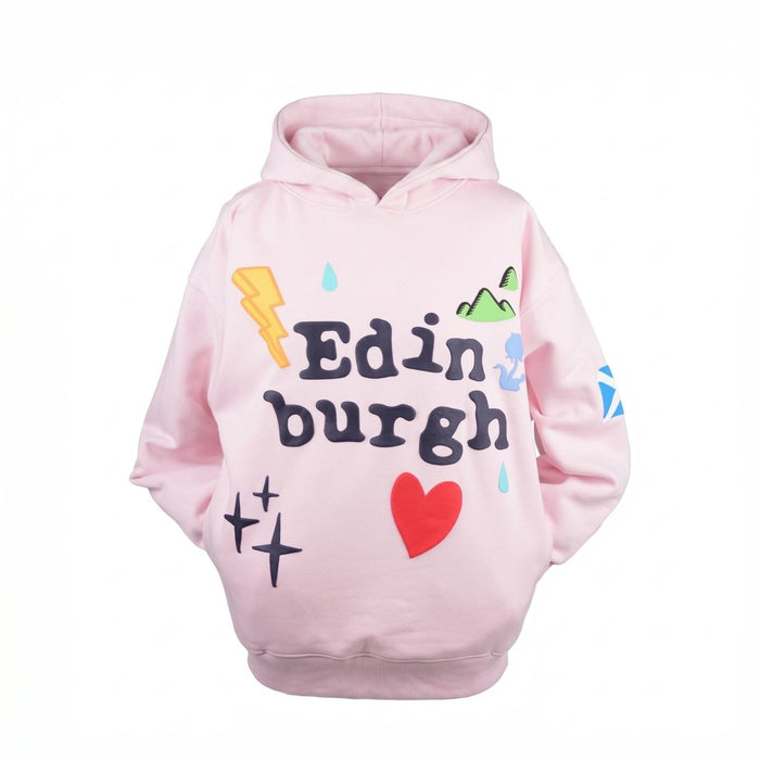 Adults Edinburgh 3D Puff Print Hoodie – Cherry Blossom Pink - Heritage Of Scotland - XS