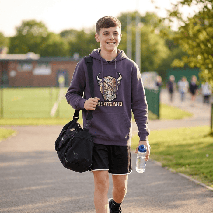 Adults Pastel Highland Cow Hooded Top – Purple - Heritage Of Scotland - XS