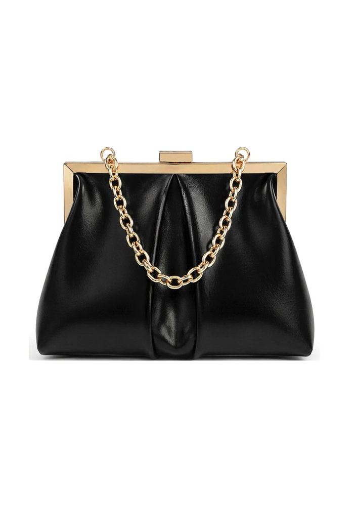 Alani - Gold Chain Clutch Bag : Luxe Metallic Evening Clutch Purse
