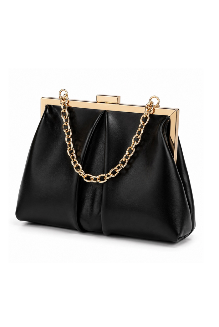 Alani - Gold Chain Clutch Bag : Luxe Metallic Evening Clutch Purse