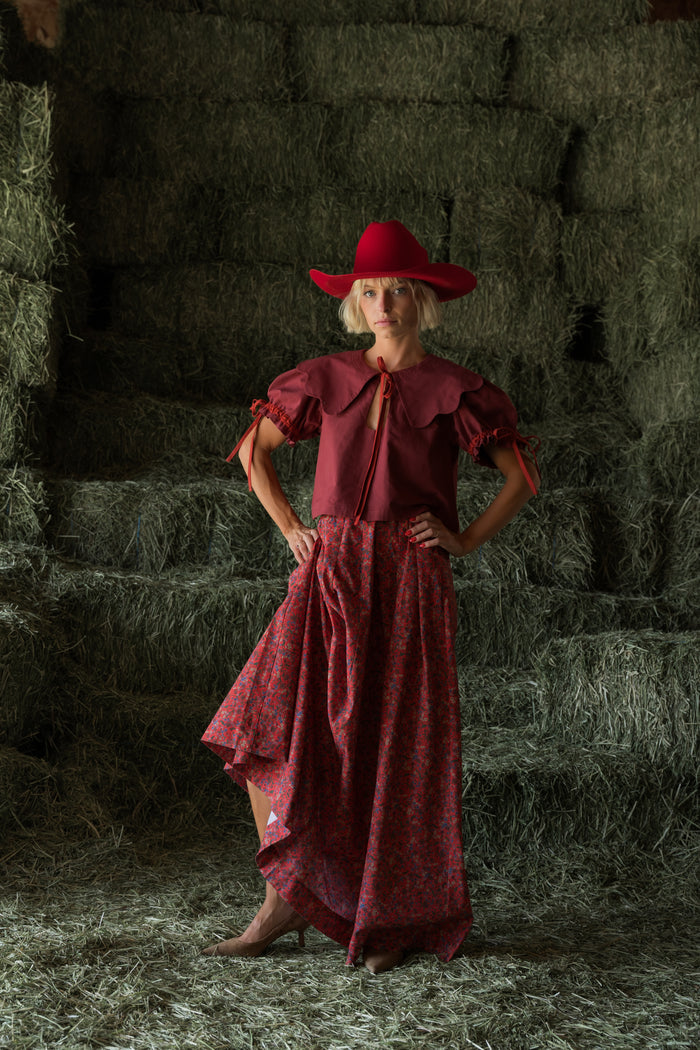 Alli Blouse In Maple Red- PREORDER