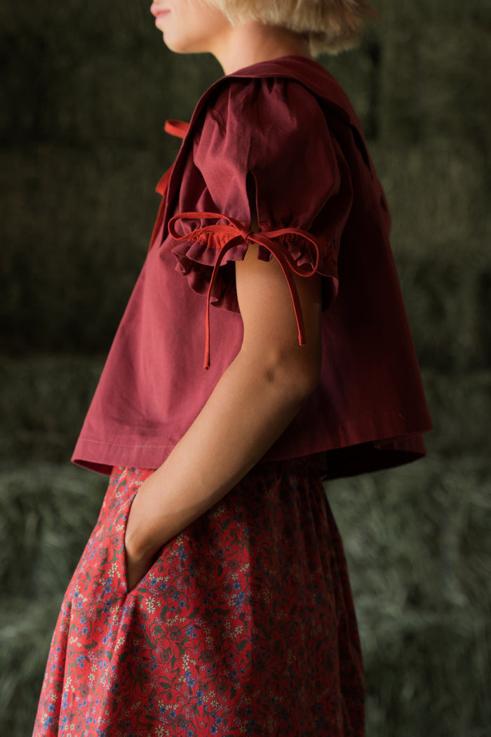 Alli Blouse In Maple Red- PREORDER