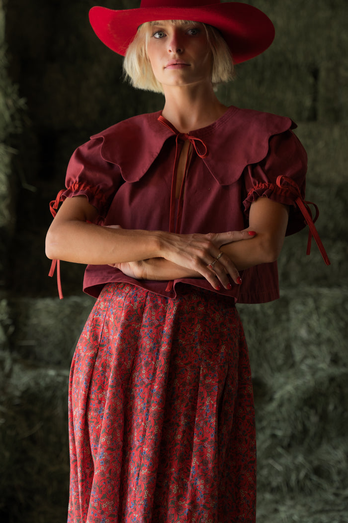 Alli Blouse In Maple Red- PREORDER