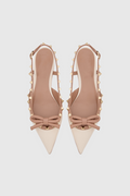 Alpha Studded Bow Flats In Apricot