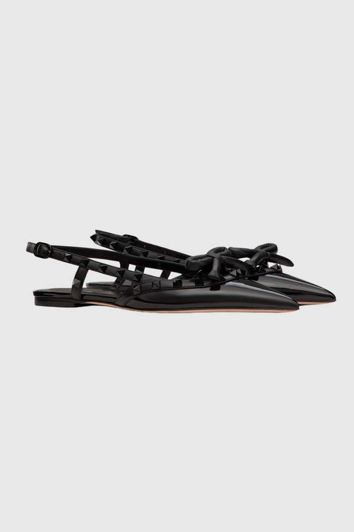 Alpha Studded Bow Flats In Black