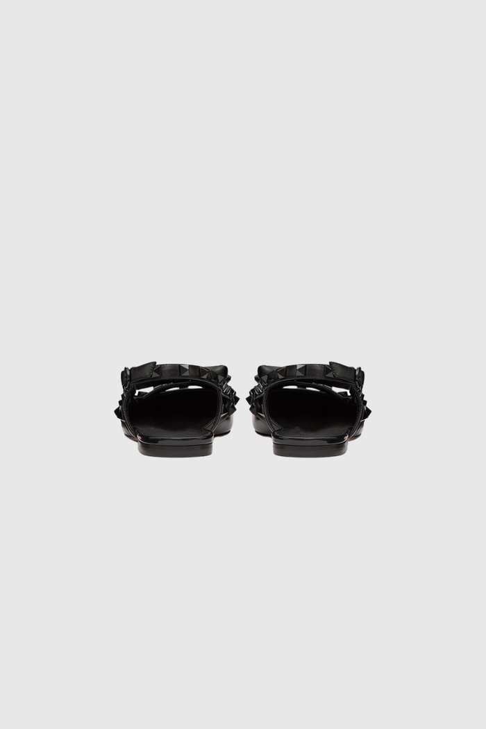 Alpha Studded Bow Flats In Black