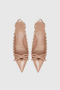 Alpha Studded Bow Flats In Pink