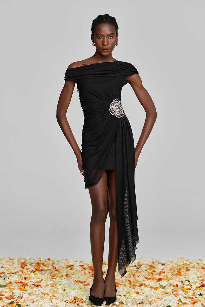 Alvina Ruch Asymmetric Flower Mini Dress