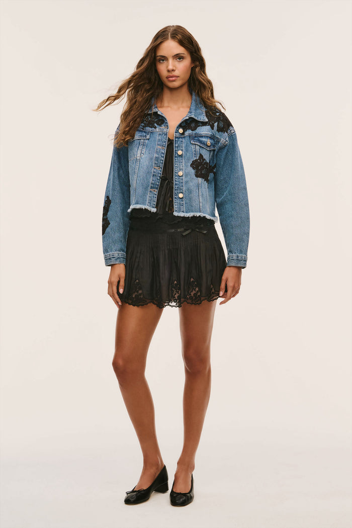 Amana Lace Appliqué Denim Jacket