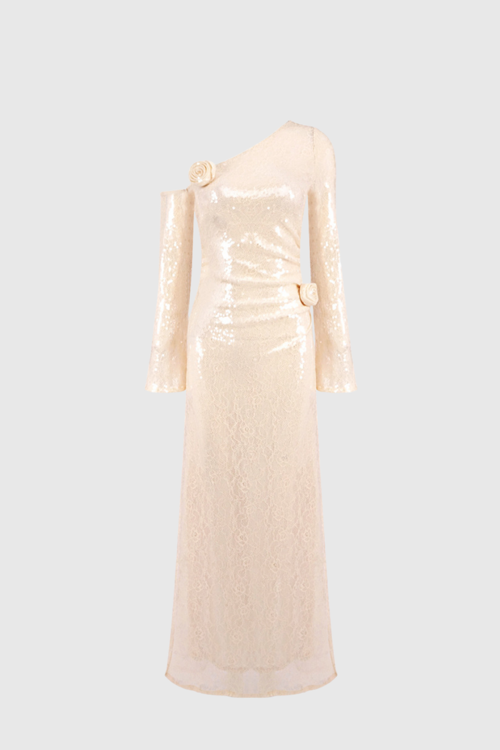 Ambella Sequin Lace Flower Maxi Dress