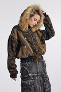 Ambler Camouflage Print Hooded Jacket In Brown