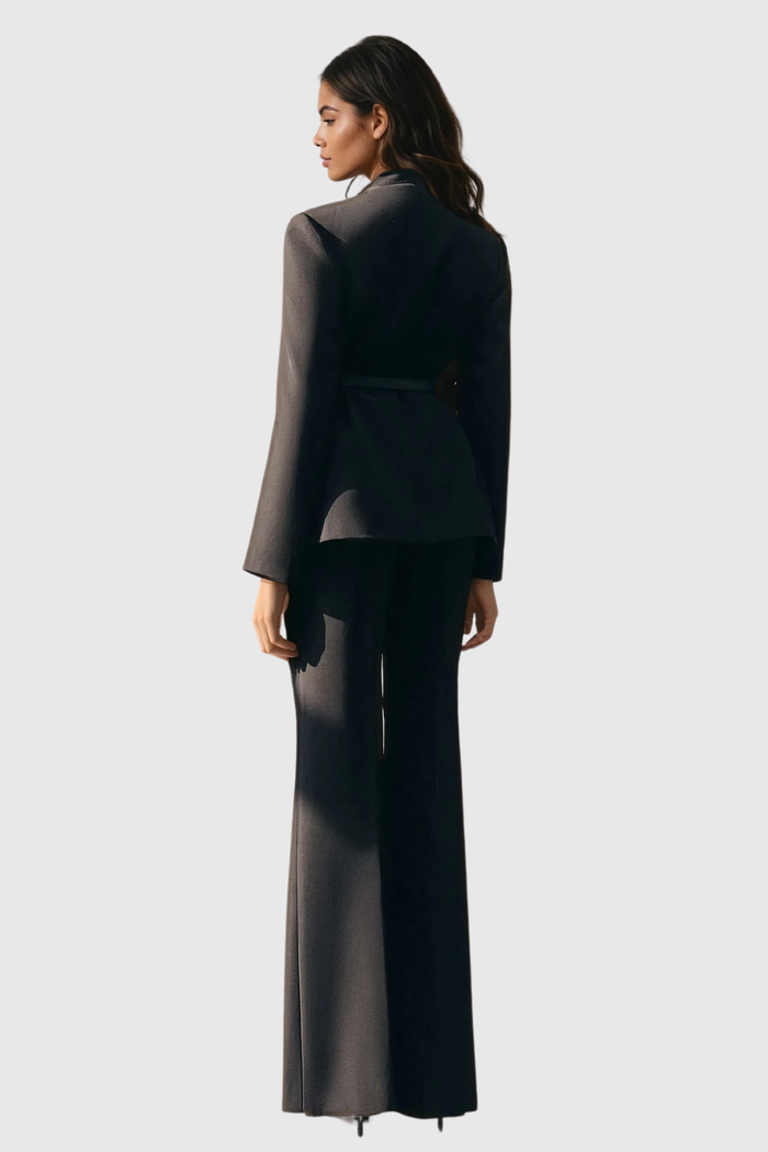 Ambrogio Plunge Buckle Pants Set In Black