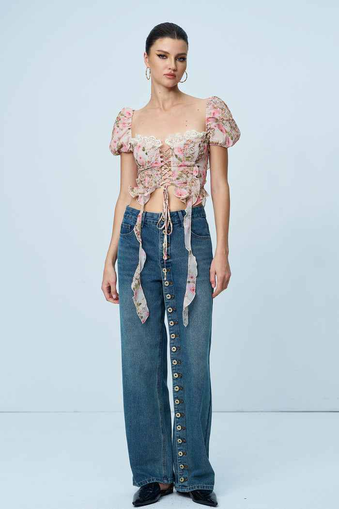 Amias Deconstruct Button Jeans