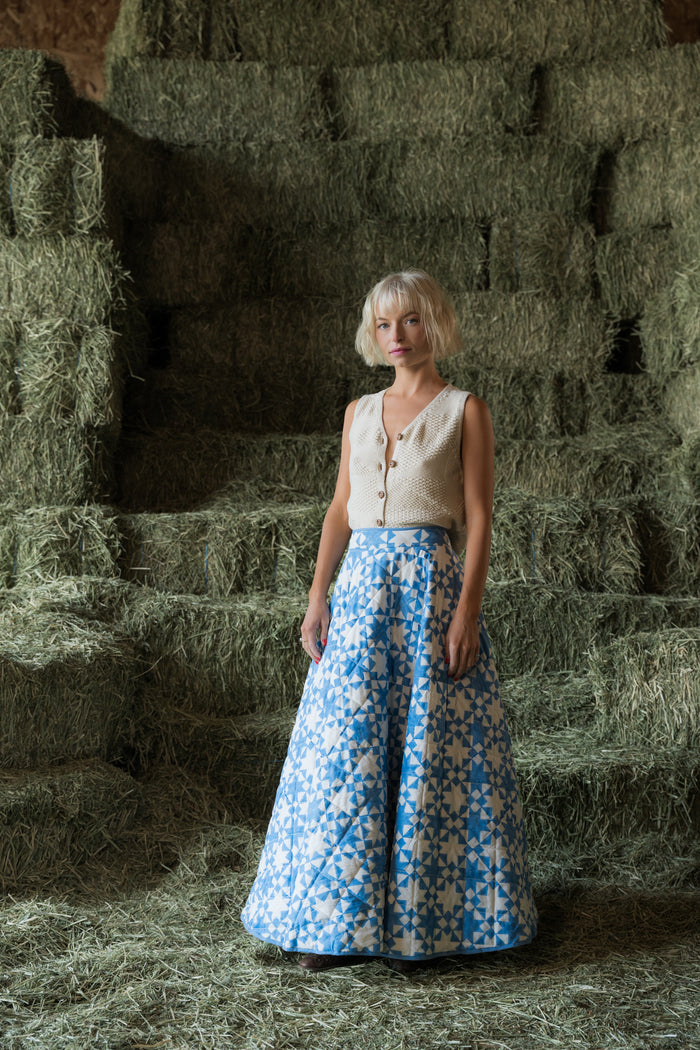Annie Quilted Circle Skirt in Lone Star Blue - PREORDER