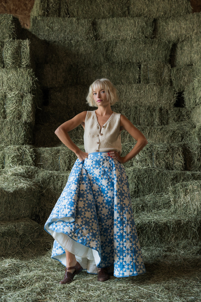 Annie Quilted Circle Skirt in Lone Star Blue - PREORDER