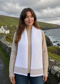 Aran Celtic Design Merino Wool Scarf | Natural