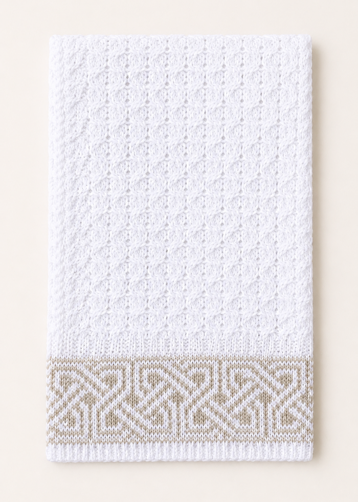 Aran Celtic Design Merino Wool Scarf | Natural