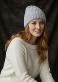 Aran Diamond Stitch Hat - Feather Grey