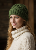 Aran Diamond Stitch Hat - Meadow Green