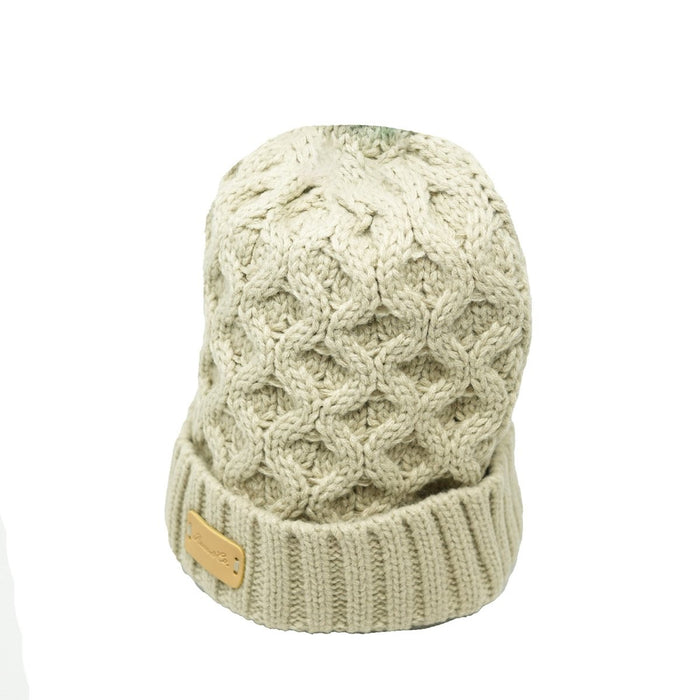 Aran Ladies Knitted Hat - Khaki - Heritage Of Scotland -