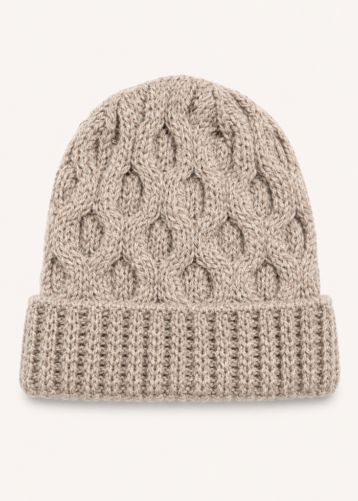 Aran Merino Wool Beanie Hat | Oatmeal