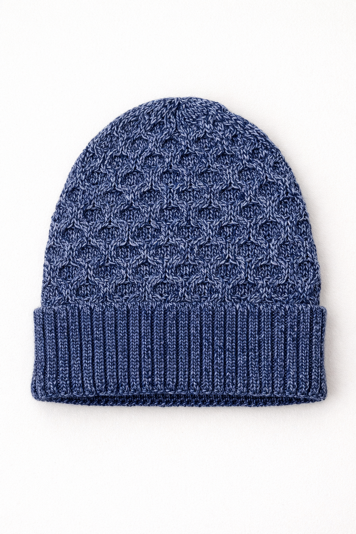 Aran Merino Wool Hat - Denim Marl