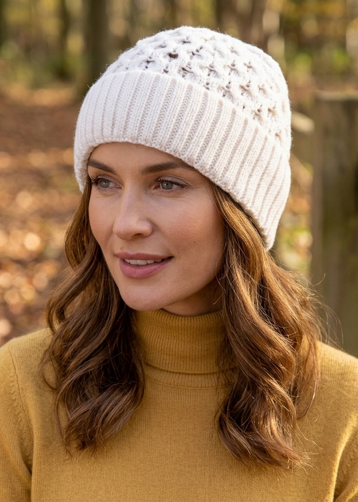 Aran Merino Wool Hat - Natural
