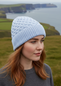 Aran Merino Wool Hat - Sky Marl