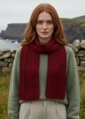 Aran Pure Wool Scarf | Red