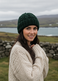 Aran Pure Wool Worsted Hat | Green