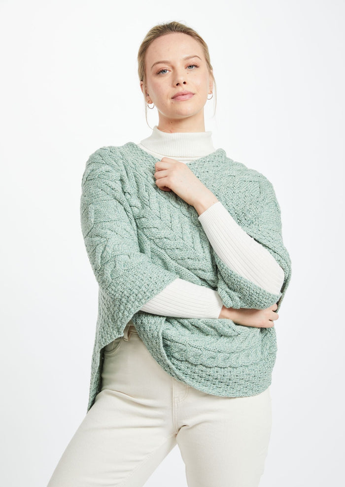 Aran Super Soft Poncho - Mint