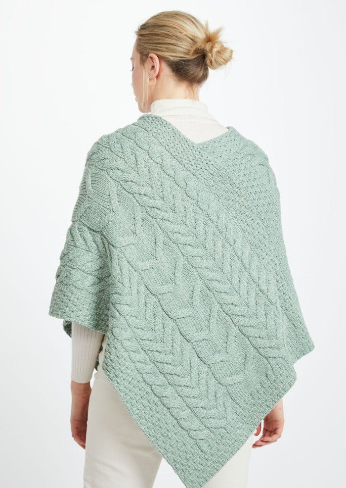 Aran Super Soft Poncho - Mint
