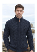 Aran Tweed Zip Cardigan | Men's Irish Merino Wool | Cormorant