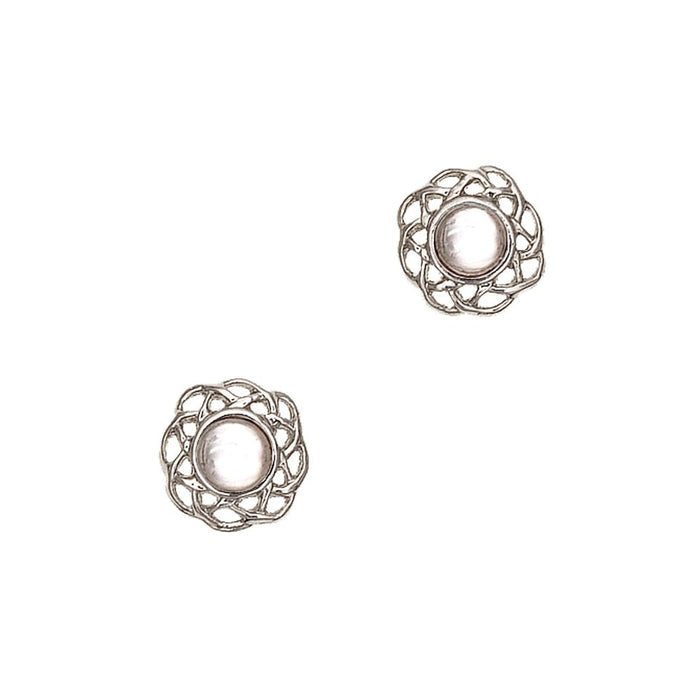 Art Pewter Celtic Birthstone Earrings - Silver Plated Pewter - Made in Scotland - Heritage Of Scotland - April (Crystal)